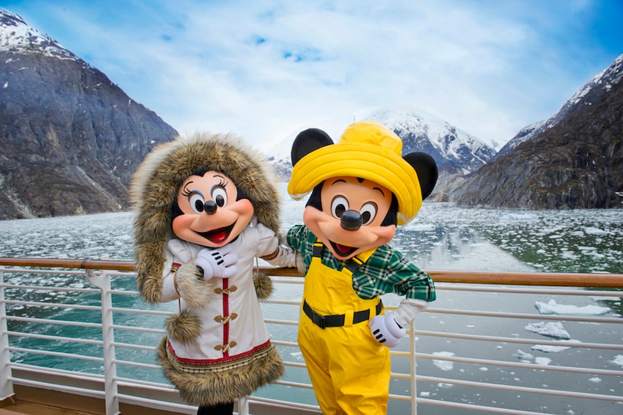 Mickey Mouse and Minnie Mouse with Disney Cruise Line in Alaska