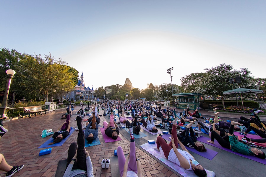 Cast members at Disneyland Resort celebrate International Yoga Day