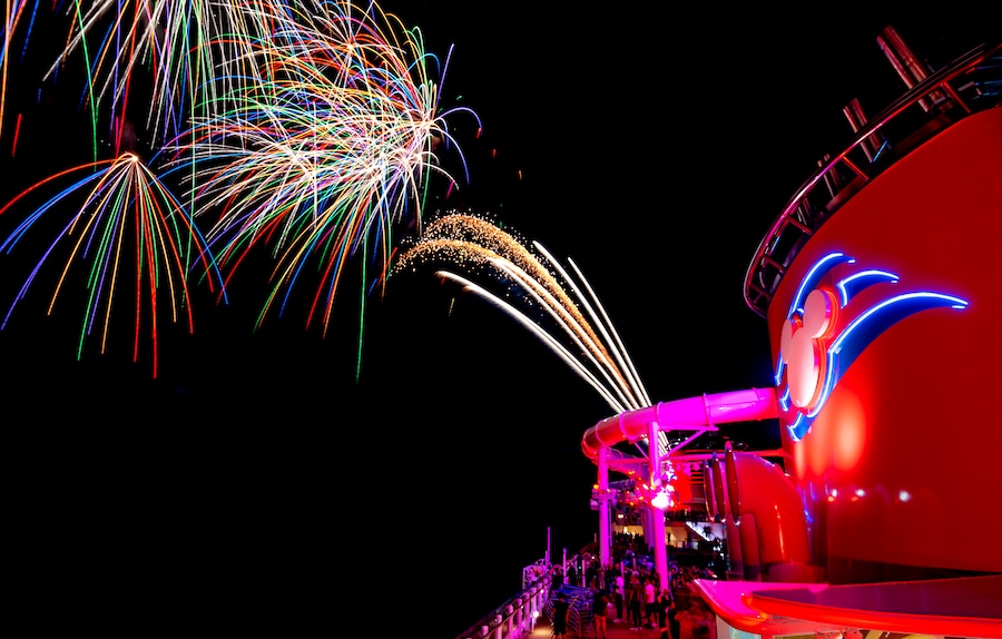 Fireworks during Nighttime Entertainment on the Disney Wish