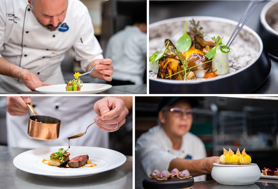 Collage of chefs at work at Victoria & Albert’s 
