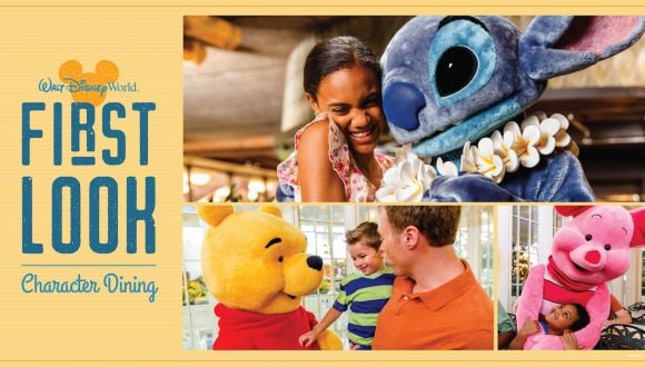 Walt Disney World Character Dining First Look text and collage of photos