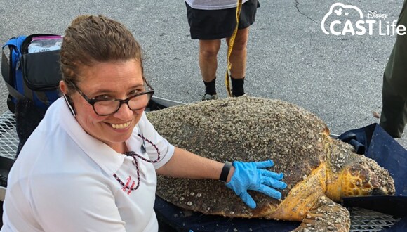 Barbie Martz with turtle