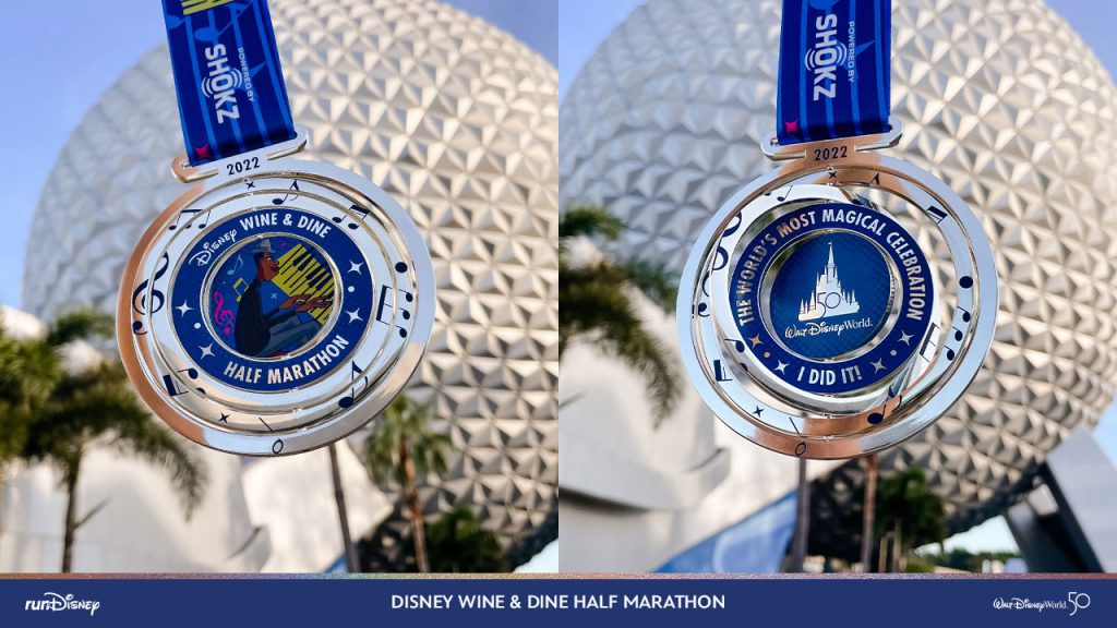 Medal for the 2022 Disney Wine & Dine Half Marathon