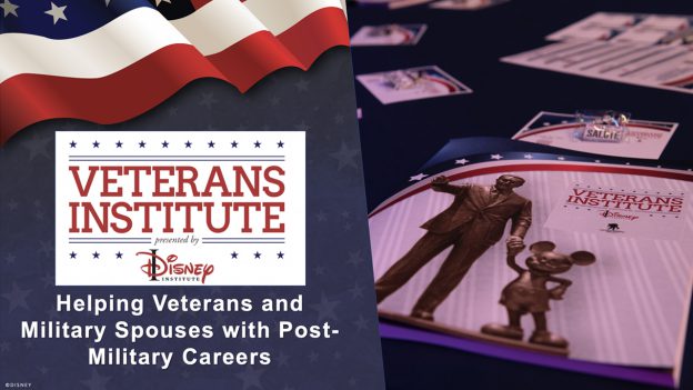 Title card "Veterans Institute Summit Returns to Walt Disney World for First Time in Almost 10 Years" with event pamphlets on table
