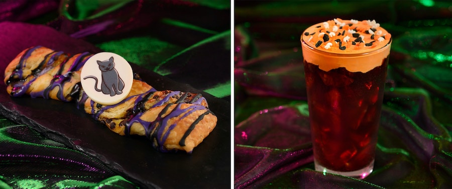 Foodie Guide Revealed for Mickey's Not-So-Scary Halloween Party at Walt Disney World  Binx Pastry Tail and Cold Witches Brew Coffee 