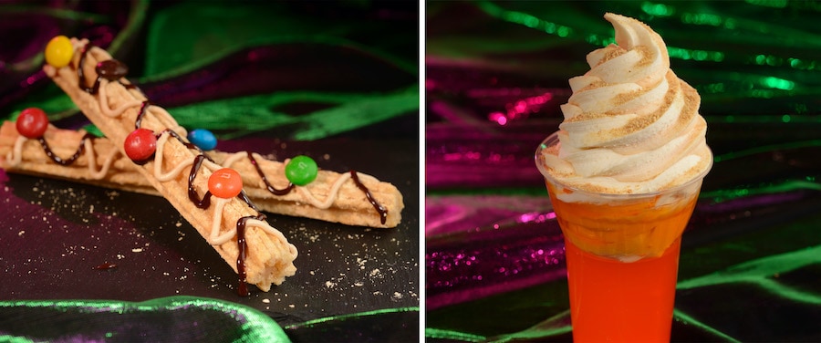 M&M’s Peanut Butter Churro and Jack-O-Lantern Float