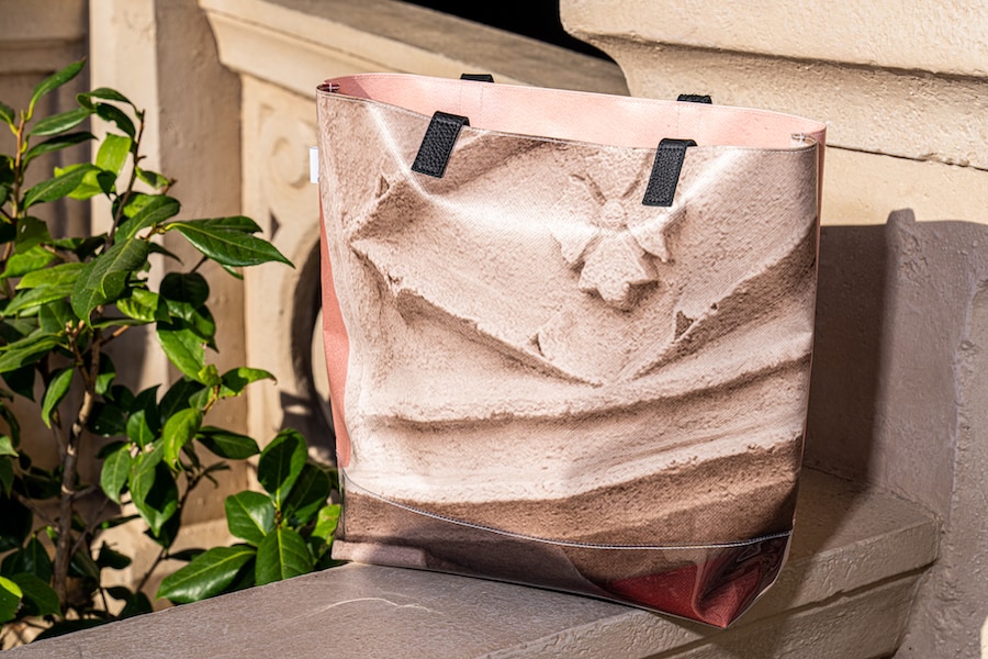 Bag made from tarp that covered Sleeping Beauty Castle
