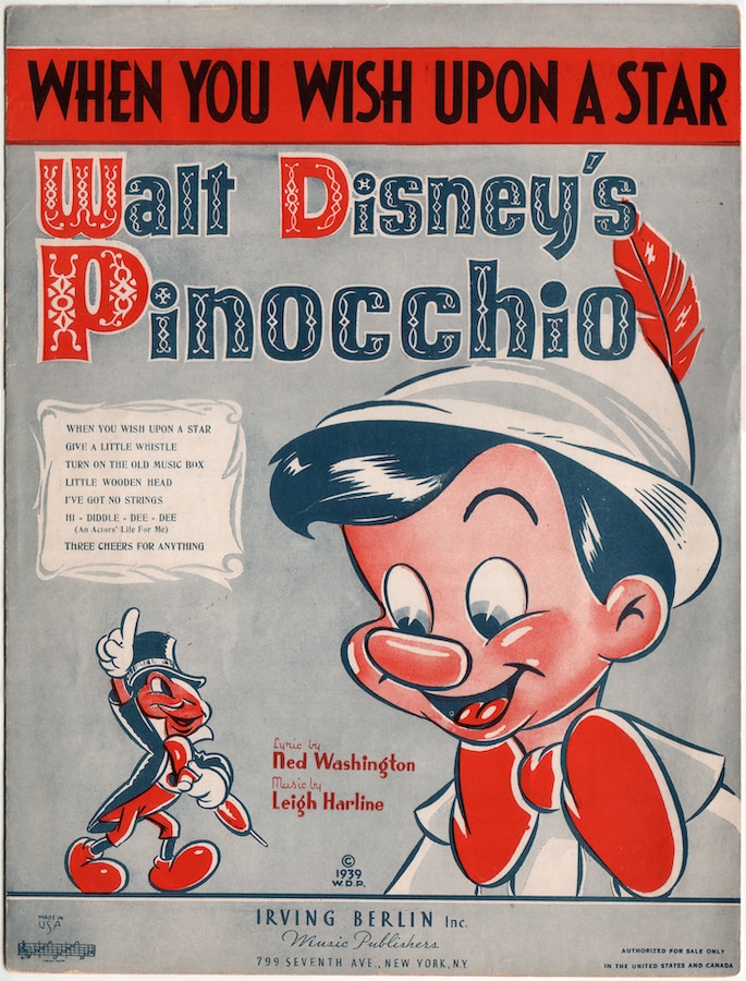 The original 1940 sheet music of "When You Wish Upon A Star." (Author's collection)