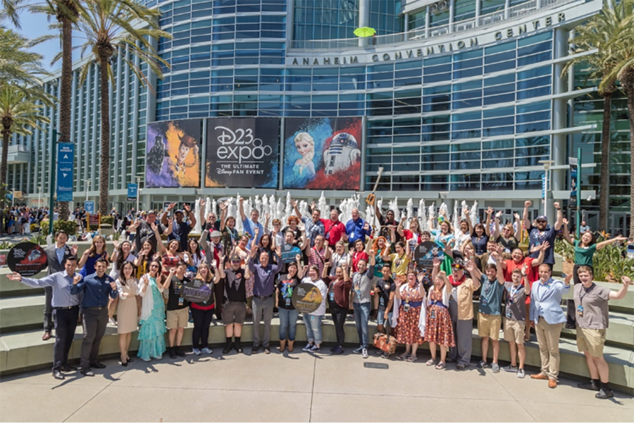 Disney cast members meeting up at D23 Expo in 2019