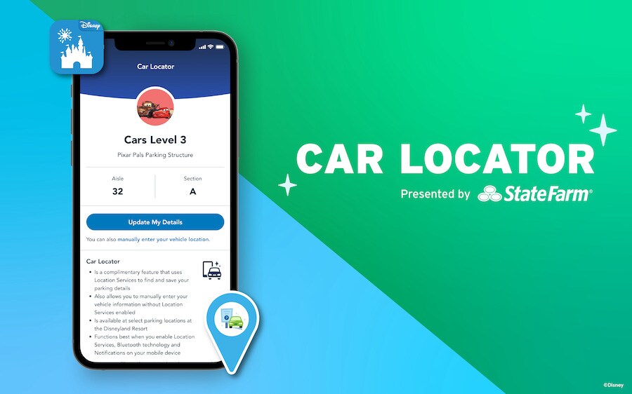 Car locator demonstration on mobile device