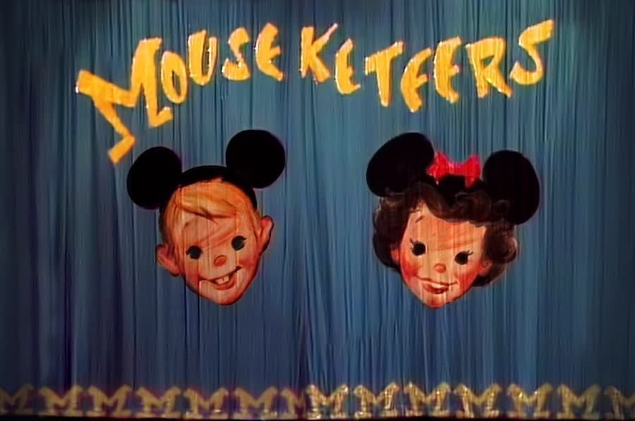 The Mouseketeers filmed on Soundstage One at the Walt Disney Studios, often with this beautiful curtain behind them. In 2013, Stage One was dedicated to Annette Funicello, and today the curtain is in the care of the Walt Disney Archives.