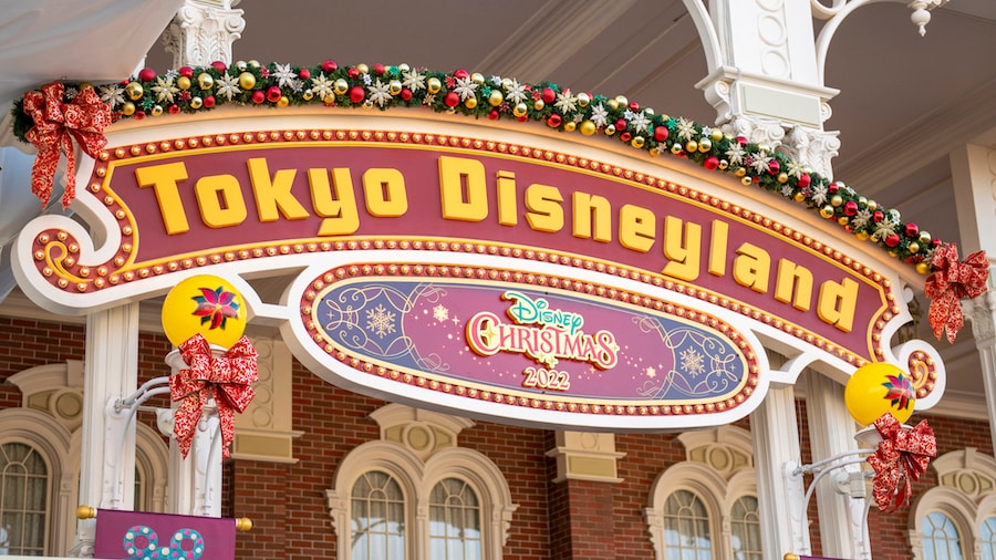 Holiday decor at Tokyo Disneyland