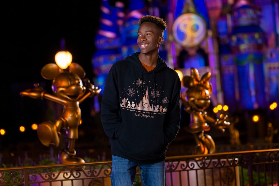 Classic black hooded pullover from the Walt Disney World Resort 50th Anniversary Grand Finale Merchandise Collection