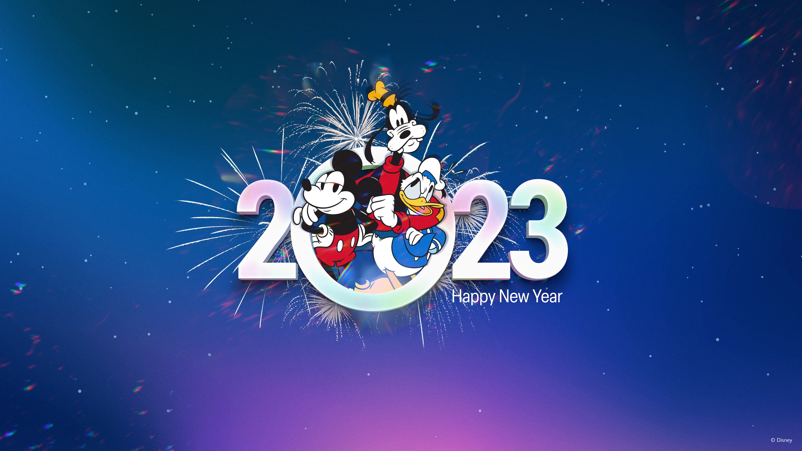 New Year 2023 Wallpaper 6016x3384 Mickey Goofy Donald 