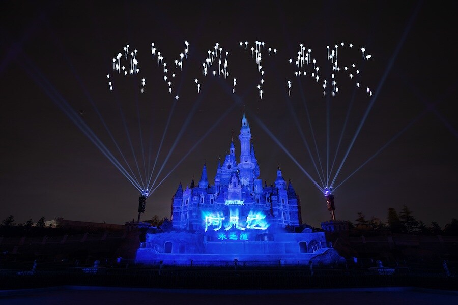 Enchanted Storybook Castle as specially designed fireworks in the shape of “AVATAR” lit up the sky