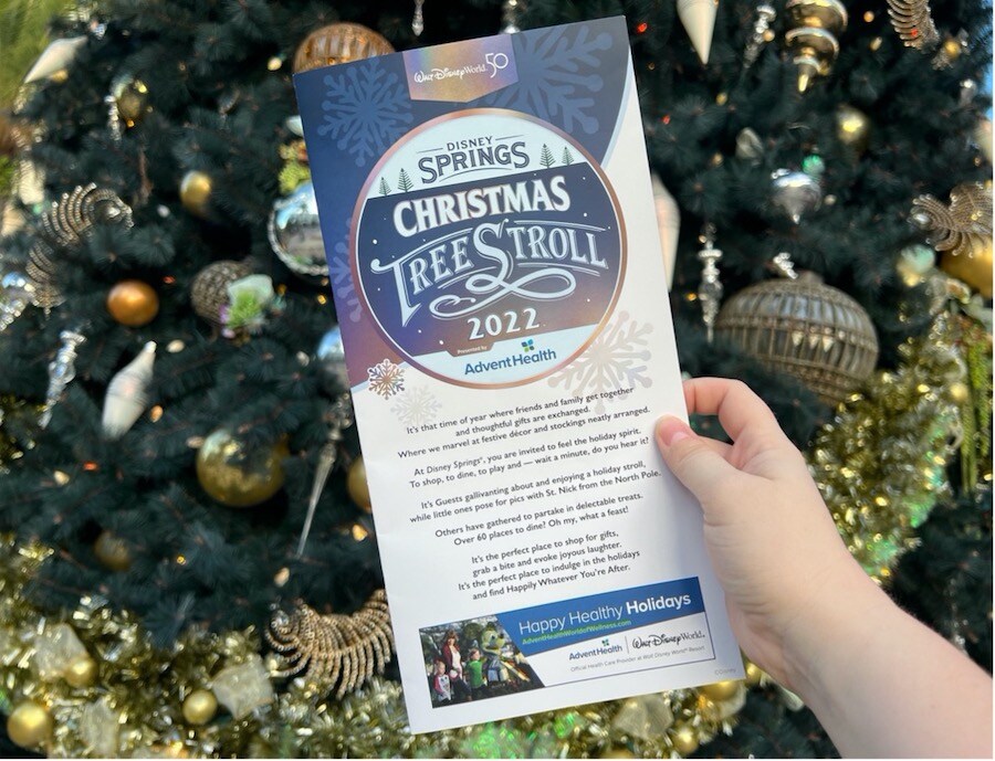The Disney Springs Christmas Tree Stroll presented by AdventHealth flyer 