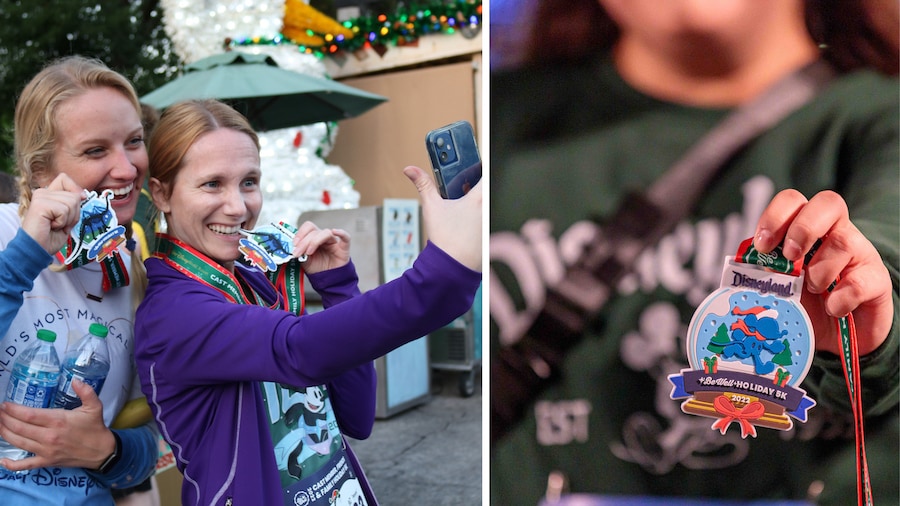Cast members with their medals in the Be Well Holiday 5Ks at Walt Disney World