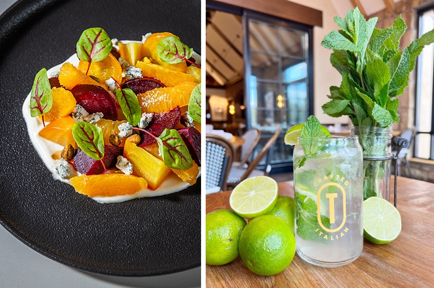 Fitness Friday is Coming Back to Disney Springs!  Beet salad from Jaleo by Jose Andres and Terrralina Nojito from Terralina Crafted Italian 