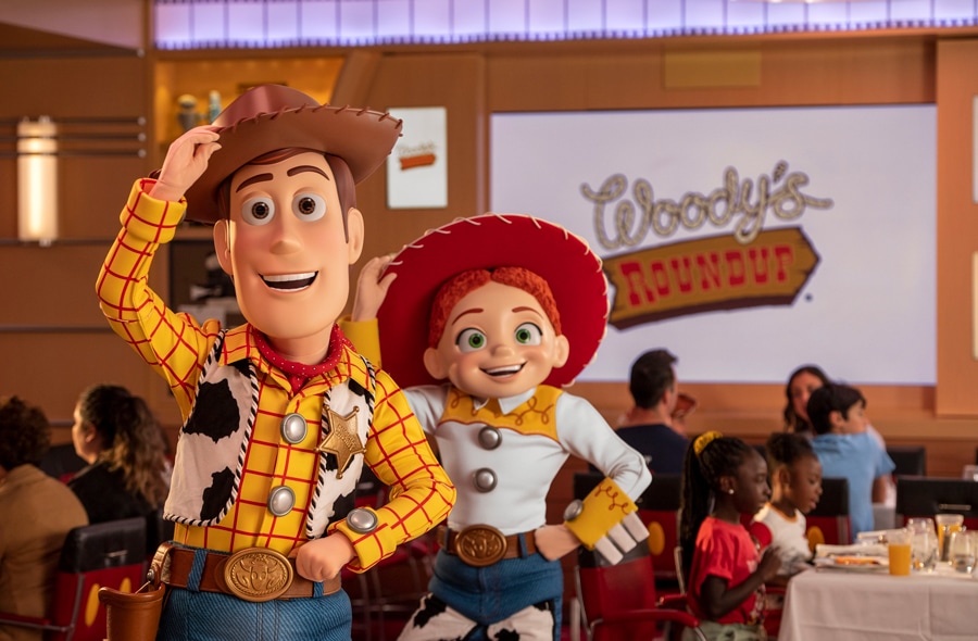 Jesse and Woody at Hey Howdy Breakfast with Woody and Friends during Disney Cruise Line's Pixar Day at Sea