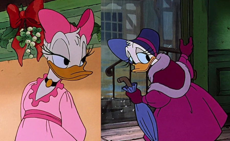 Daisy demonstrates her range in "Mickey's Christmas Carol": from Mistletoe Miss to Sweetheart Spurned. Now, that's acting!