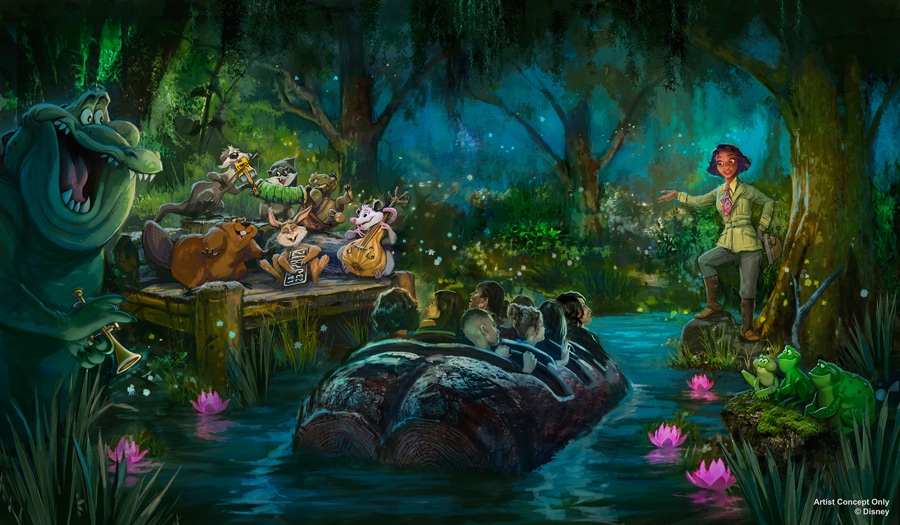 A new scene for Tiana’s Bayou Adventure coming to Disneyland park and Magic Kingdom Park