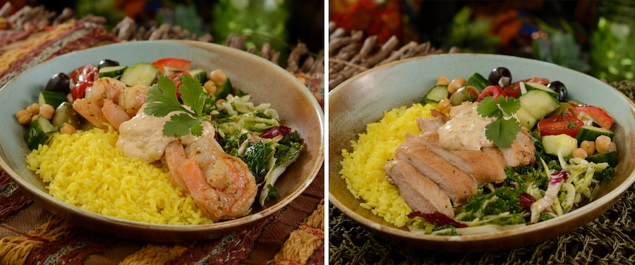 Chermoula spiced Shrimp Bowl and Oak grilled Chicken Bowl from The Mara