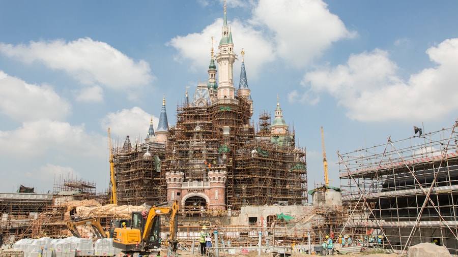 Sleeping Beauty Castle under construction at Disneyland Paris