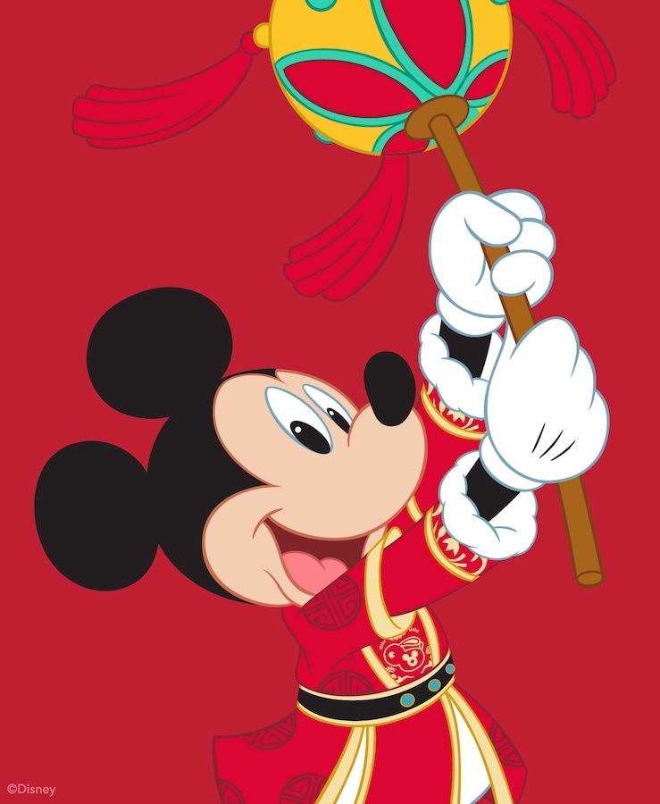 Lunar New Year Wallpaper with Mickey Mouse