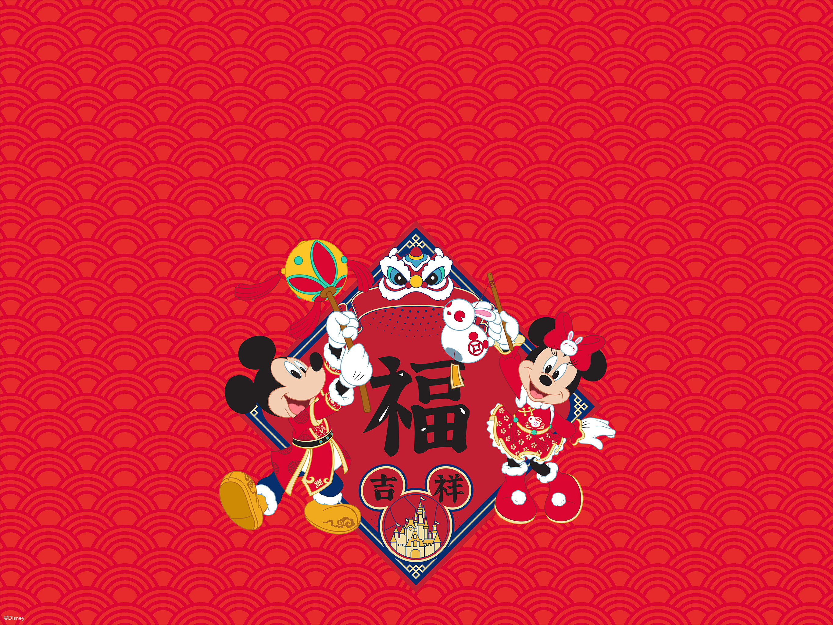 Happy Lunar New Year 2023 with Mickey Mouse and Minnie Mouse Wallpaper  -Desktop/iPad/Zoom Background | Disney Parks Blog