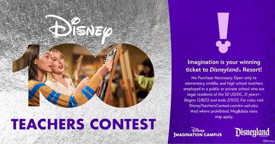 Disney 100 Teachers Contest graphic