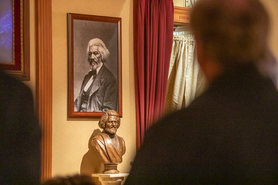 Portrait and bust of Frederick Douglass