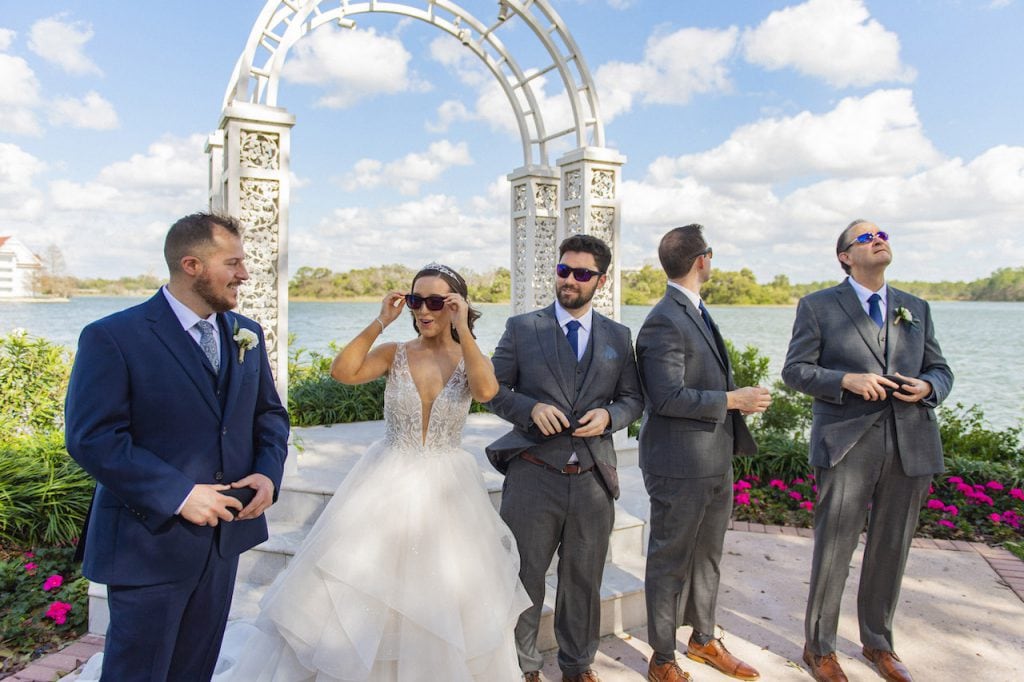 Bride Kristin Robinson, who is colorblind, sees the world in color for the first time as she celebrates her dream wedding alongside her groom and family at Disney’s Wedding Pavilion on January 25, 2023 at Walt Disney World Resort