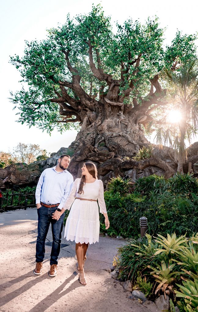 Lindsey and Nick in front of Tree of Life at Disney's Animal Kingdom Theme Park