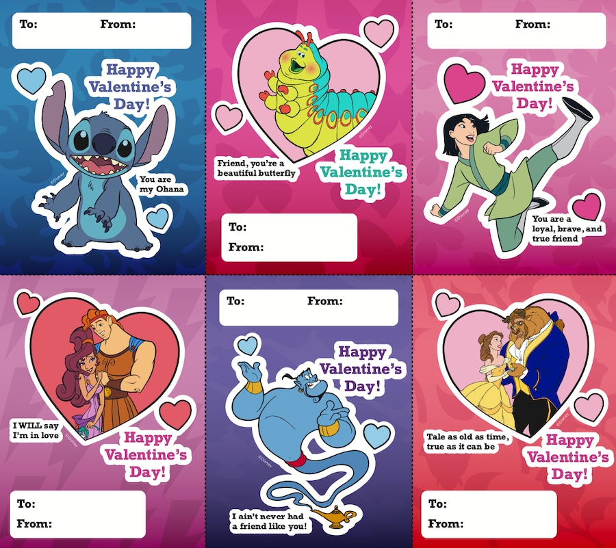 Disney Valentine's Day cards printable