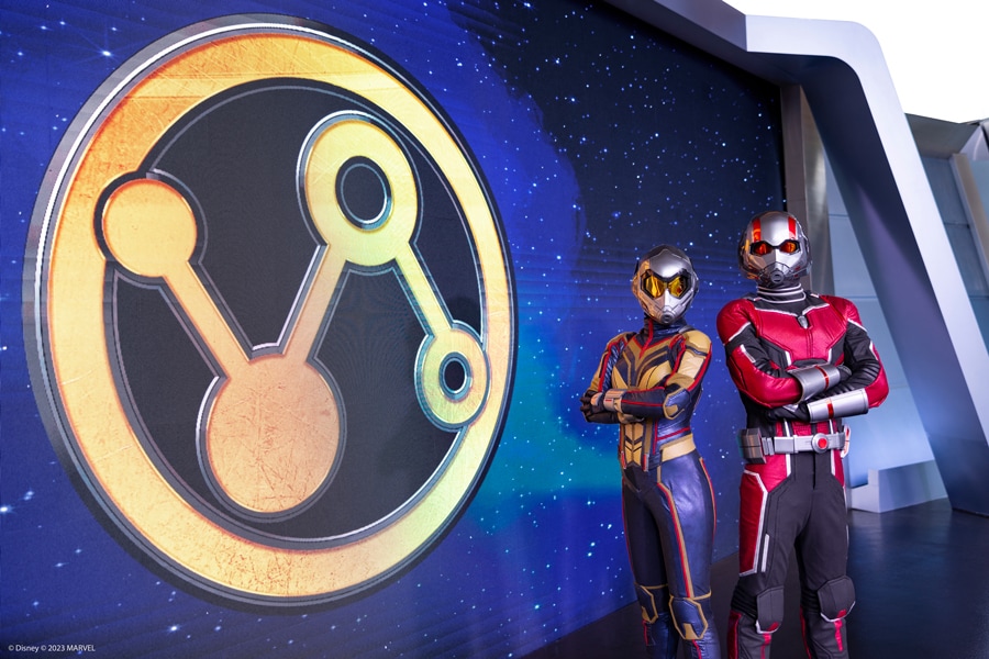 Ant-Man and The Wasp in Tomorrowland at their character meet and greet. 