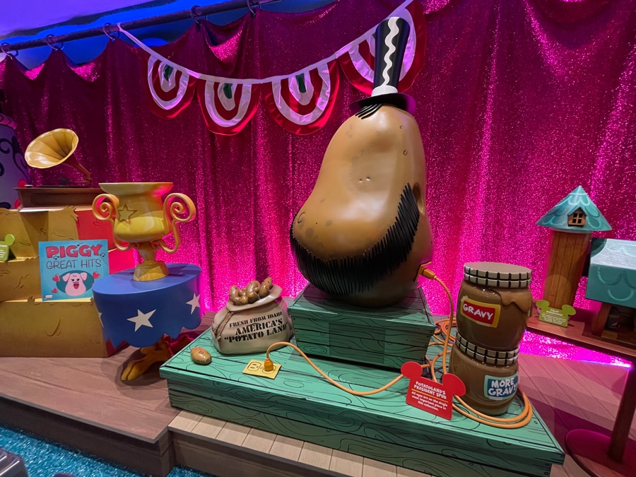 Potatoland prop from Mickey & Minnie's Runaway Railway at Disneyland featured in ride queue. As seen in Potatoland from Mickey Mouse shorts cartoon