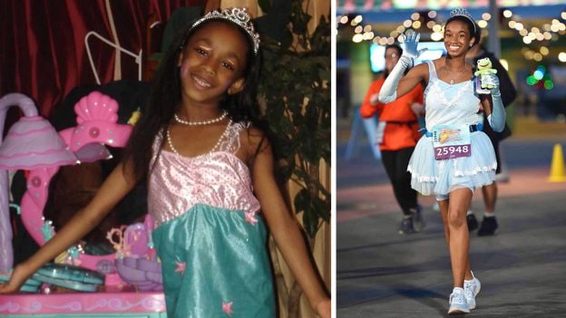 Young Lisa posing as a Disney princess; Lisa running runDisney race