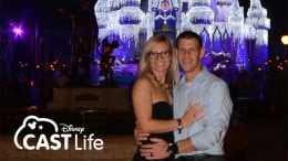 Heather and Chef Brian pose together in front of Cinderella Castle.