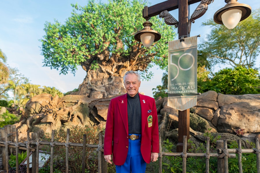 Voice of Bambi Donnie Dunagan visits the Bambi statue as part of the Disney Fab 50 Character Collection