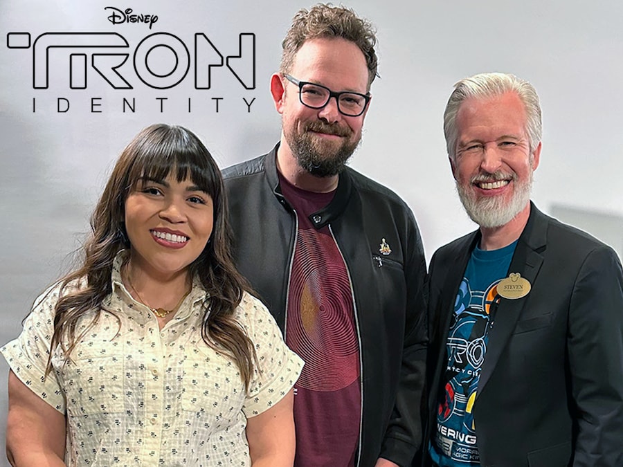 Author Steven Miller with Creative Director Mike Bithell from Bithell Games and game producer Heidy Vargas from Disney Games
