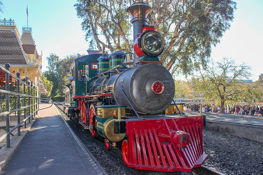 The E.P. Ripley engine at the Disneyland Railroad platform on Main Street, U.S.A.