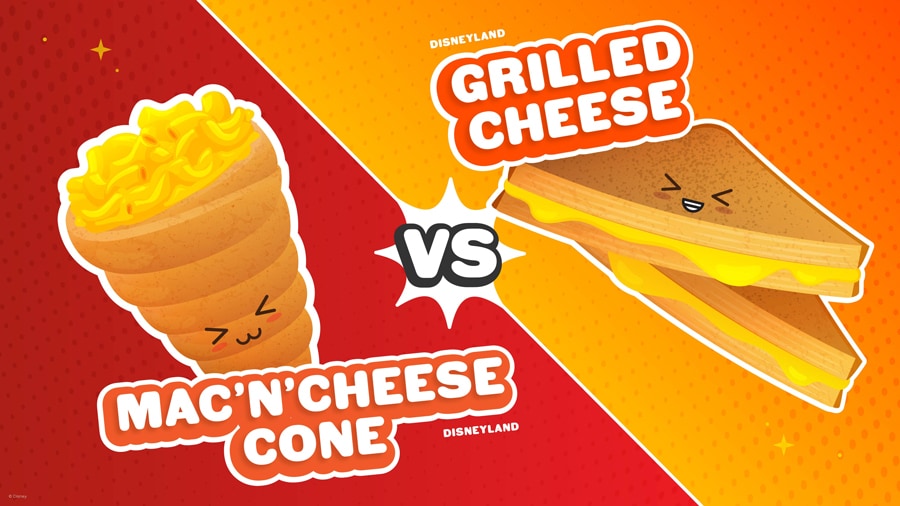 Disney California Adventure Mac ‘n’ Cheese Cone vs. Disneyland Jolly Holiday Bakery Café Grilled Cheese