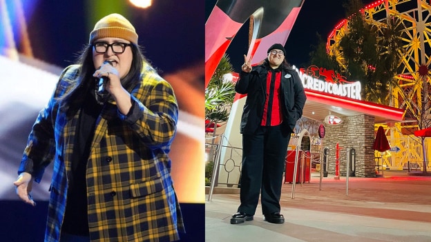 Ali competes on "The Voice" and stands by the Incredicoaster entrance