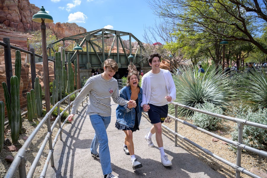 Peyton Elizabeth Lee, Milo Manheim, and Blake Draper at Disney California Adventure park