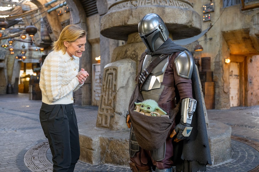 'The Mandalorian' Star Katee Sackhoff visits Star Wars: Galaxy’s Edge at Disneyland park