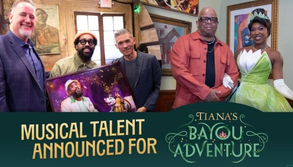 Walt Disney Imagineering and music artists featuring Tiana in first look at "musical talent announced for Tiana's Bayou Adventure"