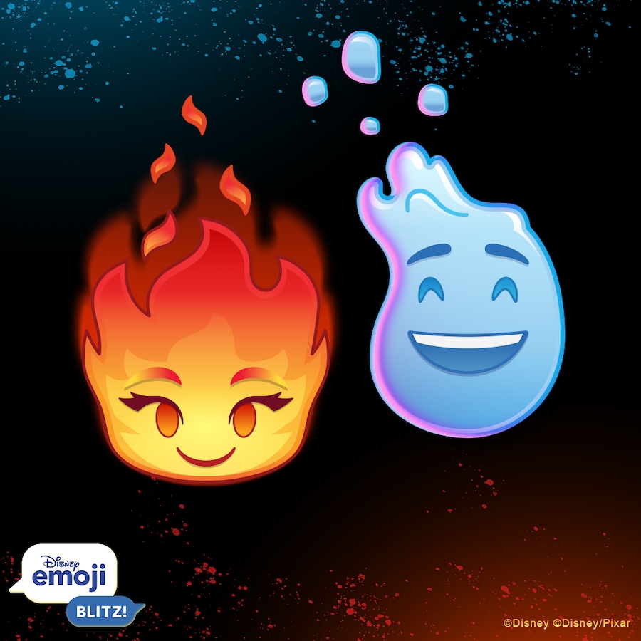 "Elemental" movie characters in Disney Emoji Blitz game