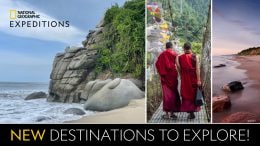 Discover Bhutan, Colombia and The Baltics with National Geographic Expeditions - Destinations to Explore with collage of landscape images