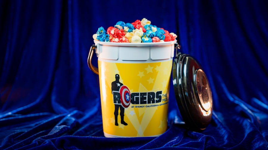 “Rogers: The Musical” popcorn bucket with red, white and blue kettle corn