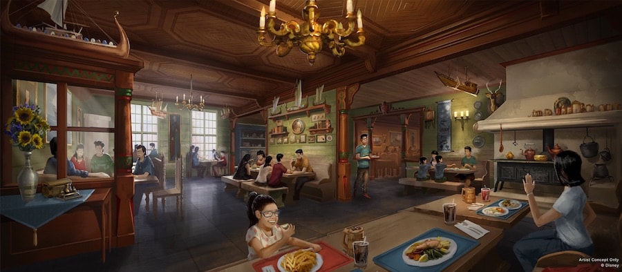 Concept Art Revealed for World of Frozen Hong Kong Disneyland  Rendering of Golden Crocus Inn coming to World of Frozen 